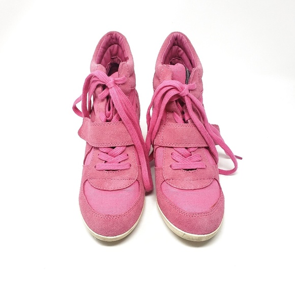 Ash | Bowie Pink Suede Wedge Lace Sneakers Size 39 - Picture 4 of 8